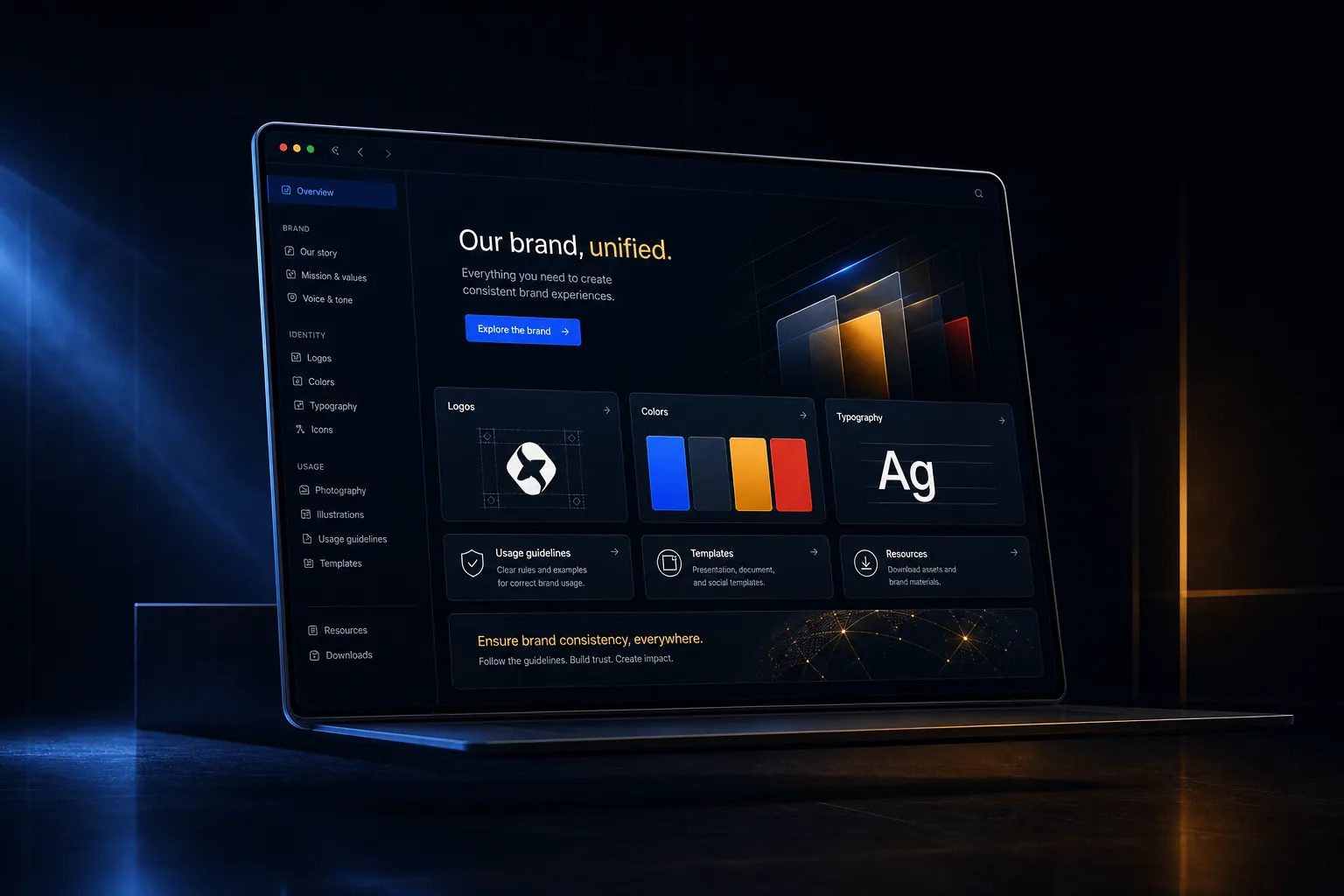 Brand book and style guide portal marketing website built by SpinFlow