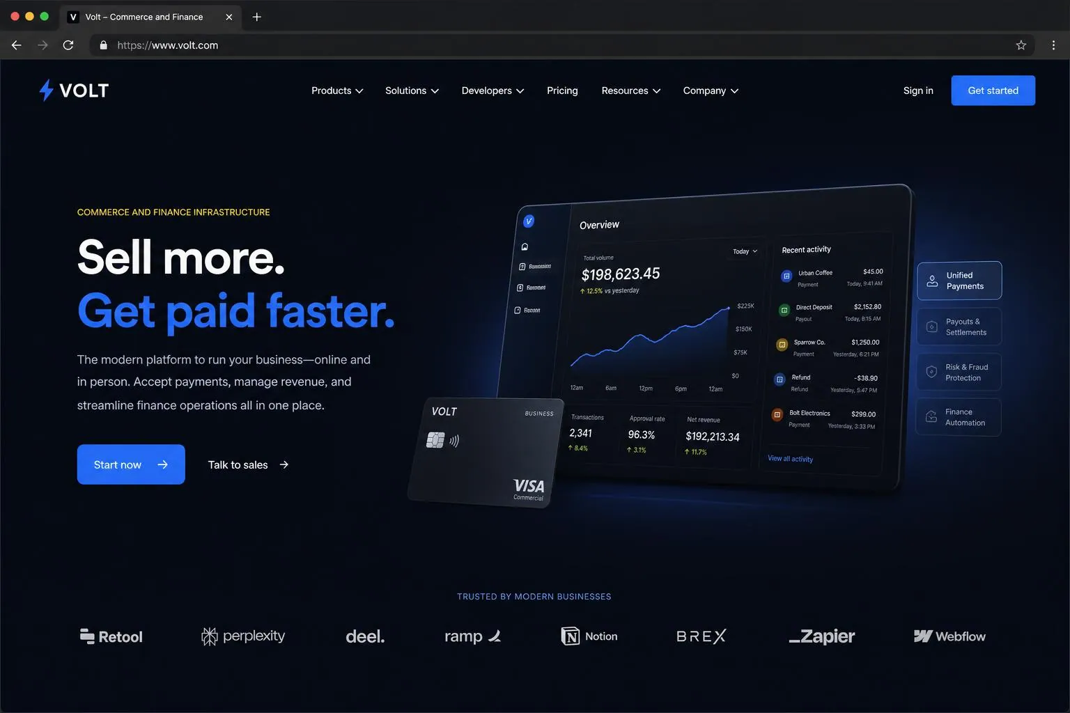 Commerce & Finance marketing website built by SpinFlow