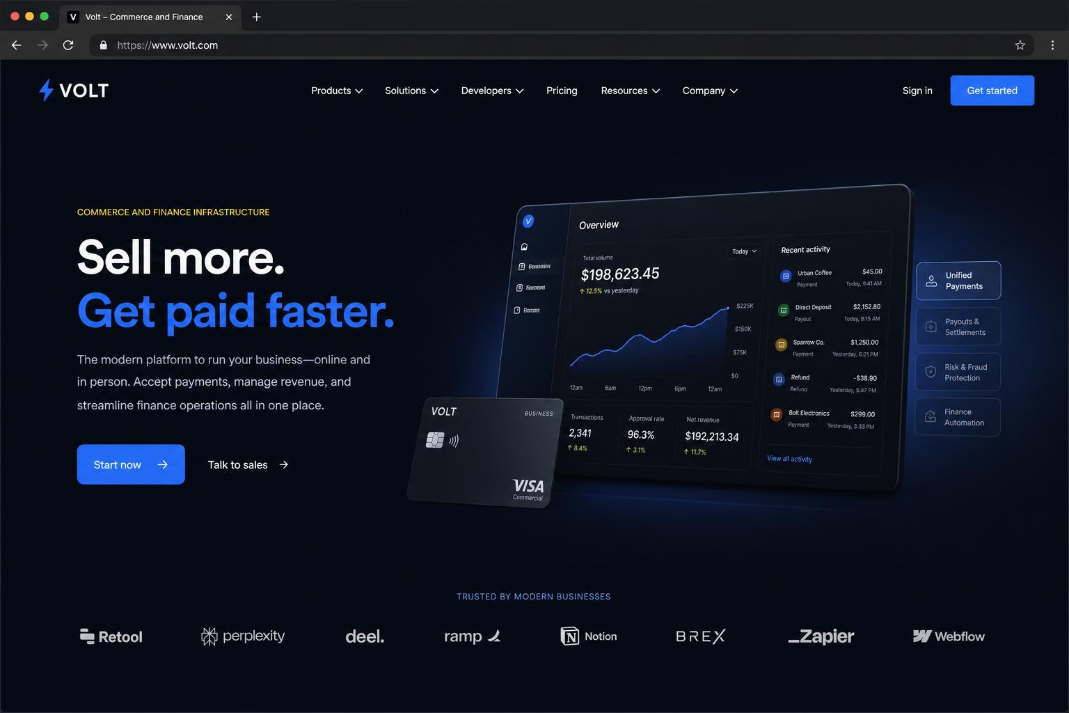 Commerce & Finance marketing website built by SpinFlow