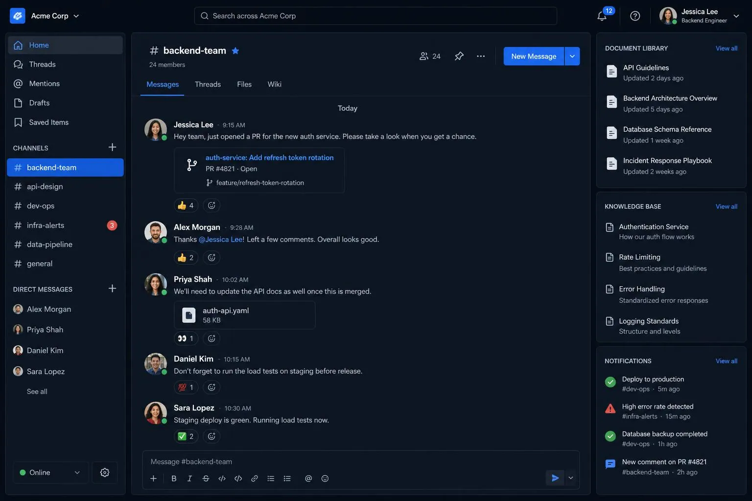 Communication & Collaboration backend application built by SpinFlow