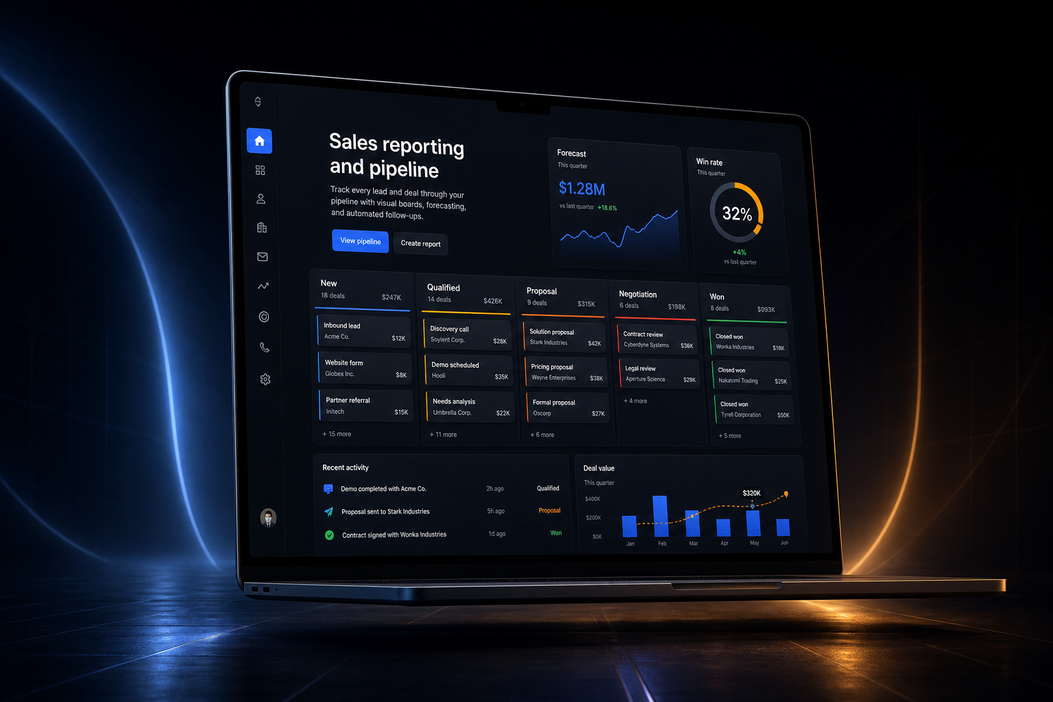 Sales reporting and pipeline marketing website built by SpinFlow