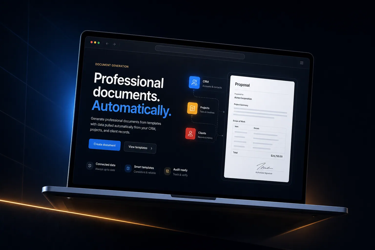 Document generation marketing website built by SpinFlow