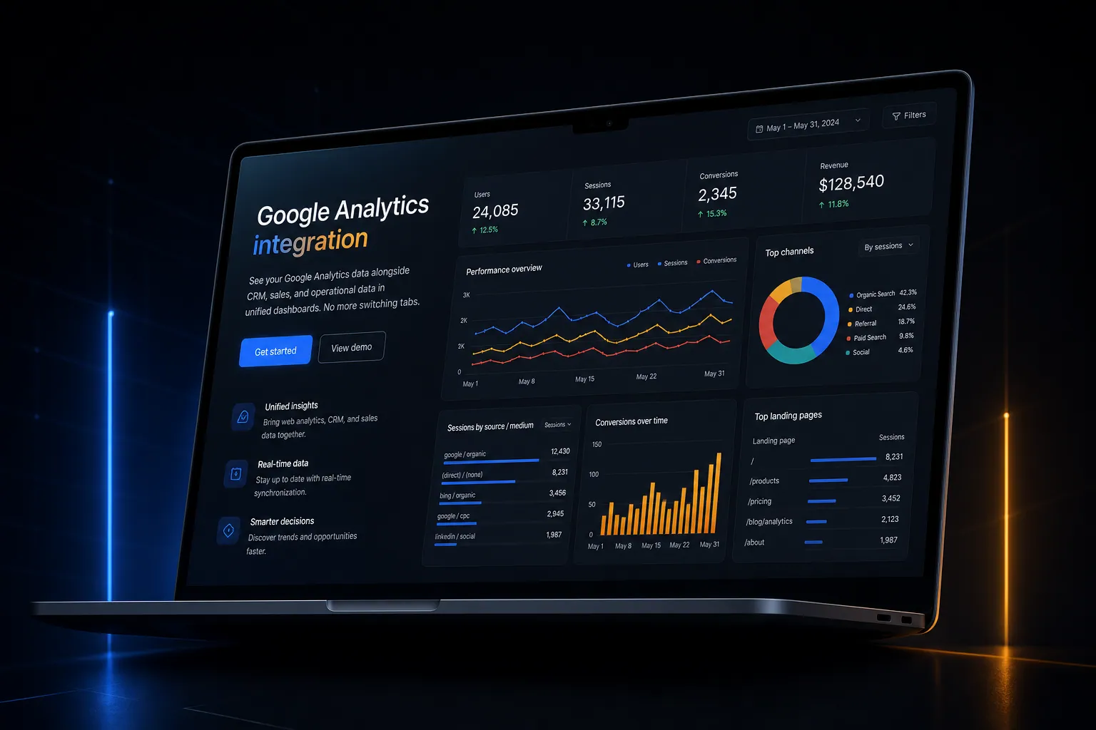 Google Analytics integration marketing website built by SpinFlow