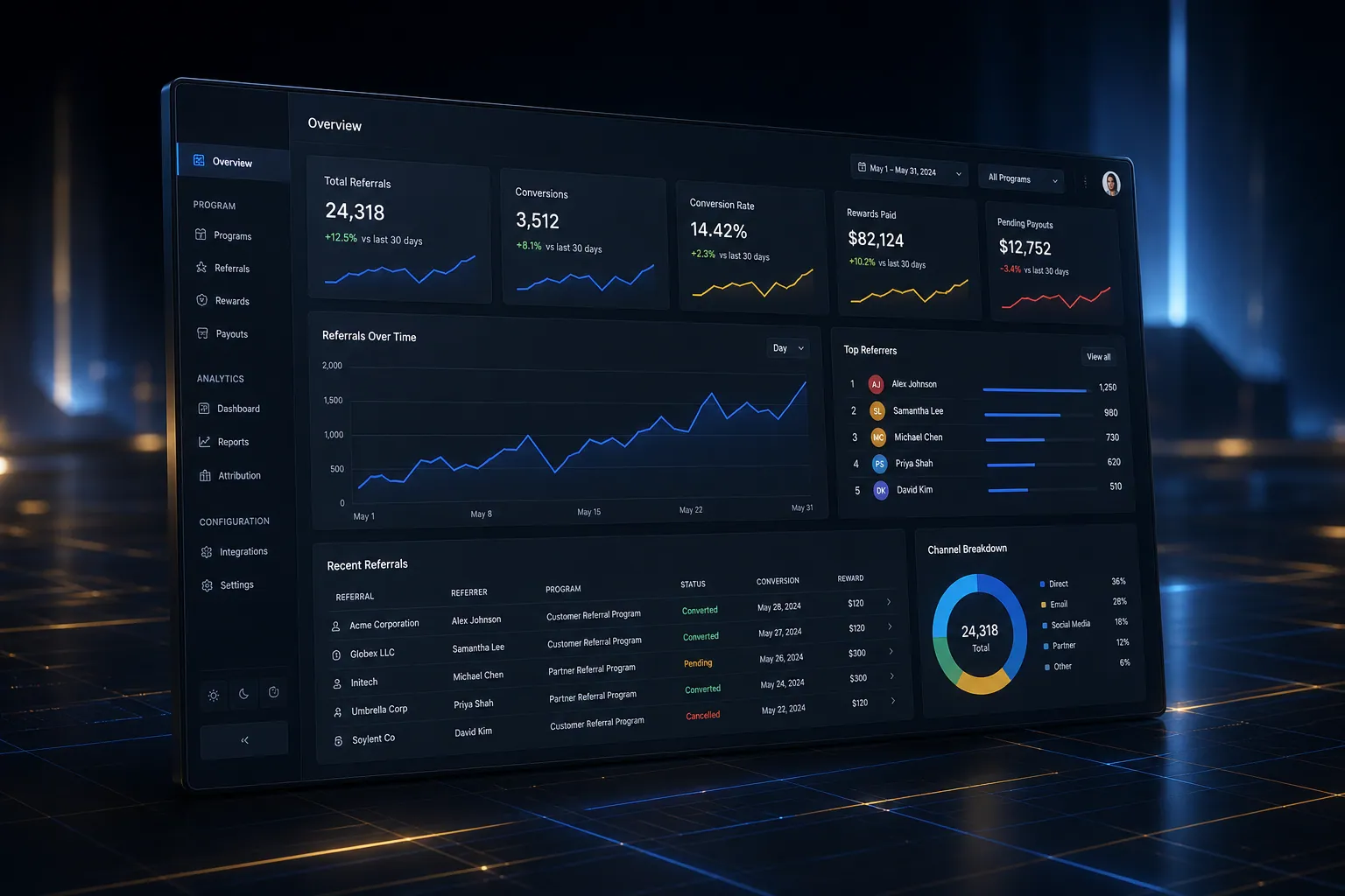 Referral tracking programs backend application built by SpinFlow