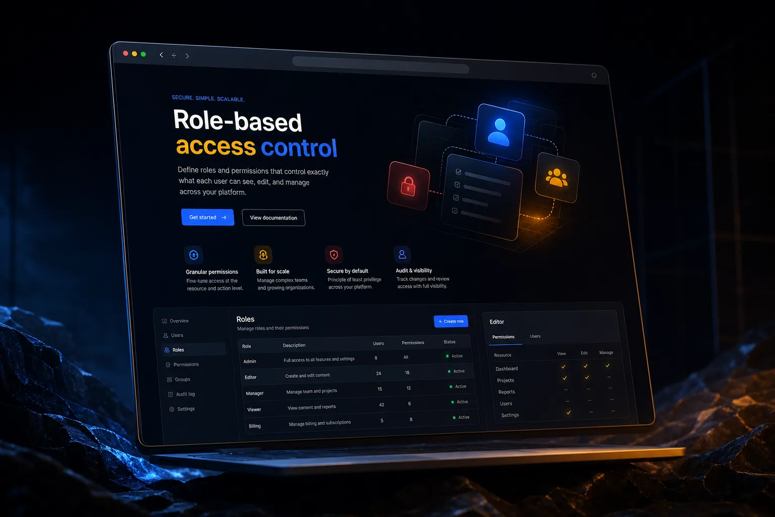 Role-based access control marketing website built by SpinFlow