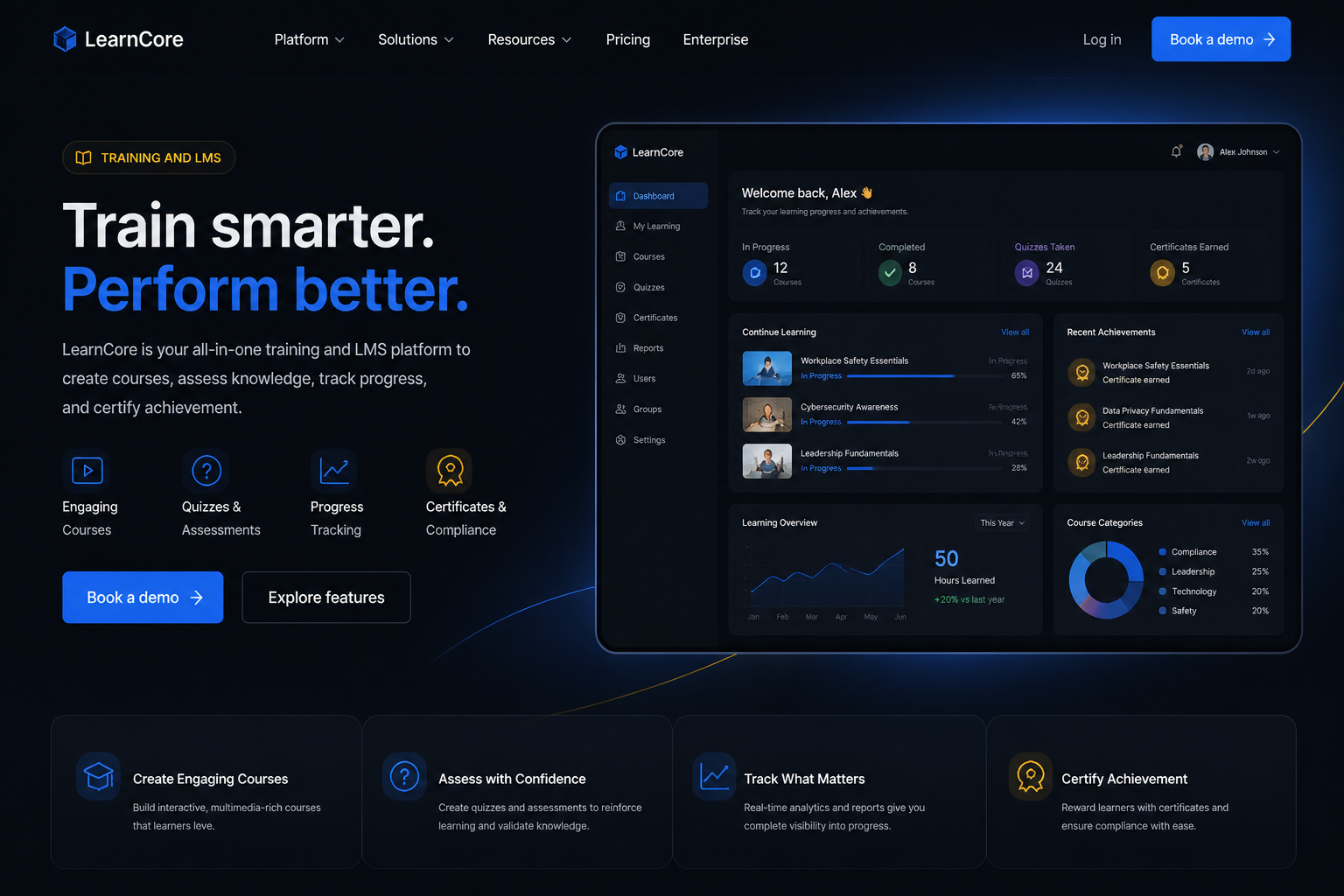 Training and LMS marketing website built by SpinFlow