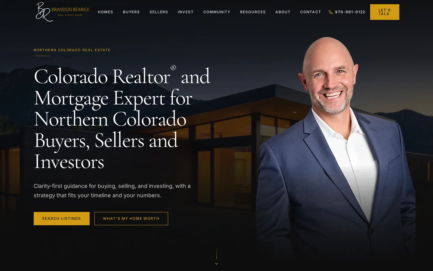 Brandon Rearick website homepage on a laptop