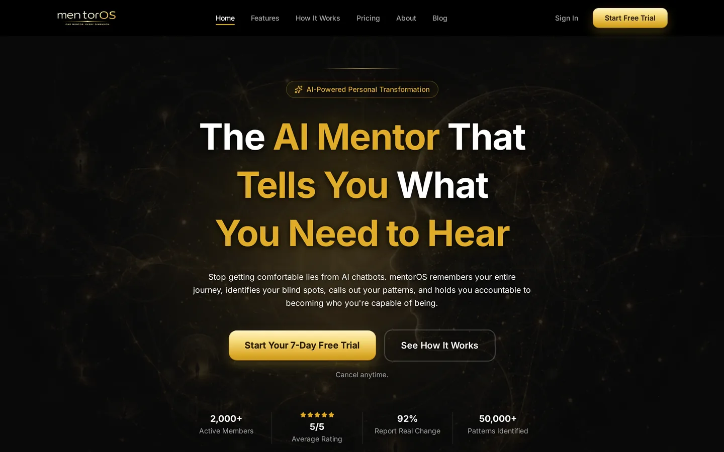 MentorOS website homepage on a laptop