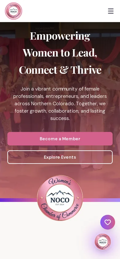 NOCO Women's Chamber website homepage on a phone