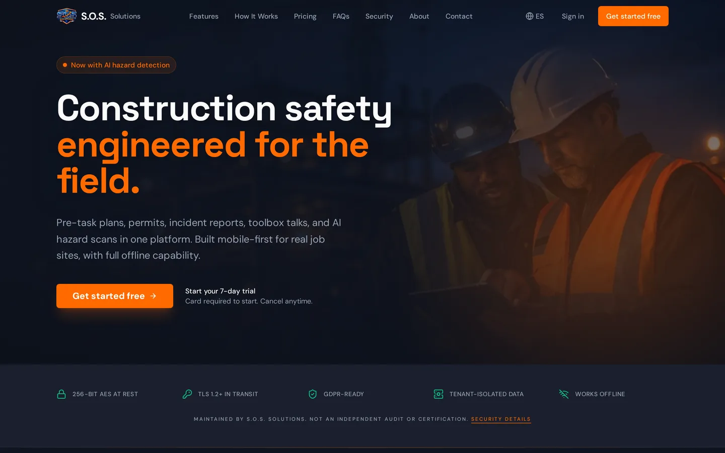 S.O.S. Solutions website homepage on a laptop