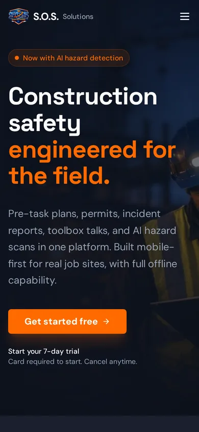 S.O.S. Solutions website homepage on a phone